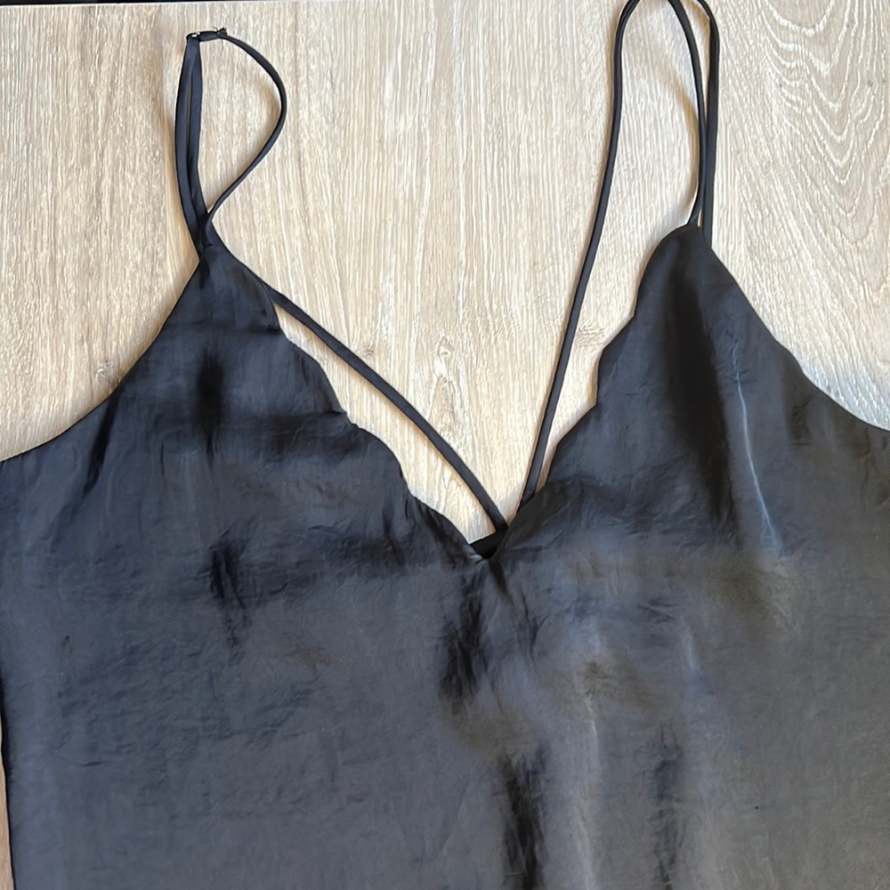 Free People Black Subtle Scallop Tank